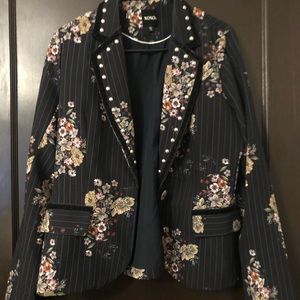 Black pinstripe and floral blazer